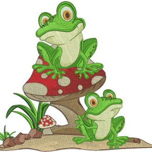 Frog's party embroidery design