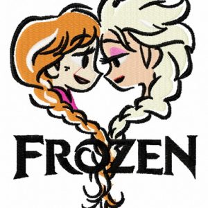 Frozen sisters color sketch embroidery design