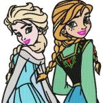 Frozen sisters embroidery design