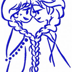 Frozen sisters sketch embroidery design