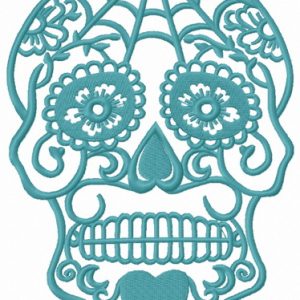 Swirl skull embroidery design