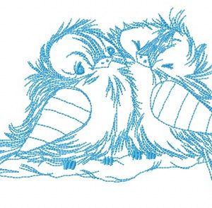 Funny couple of sparrows sketch embroidery design