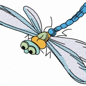 Funny dragonfly embroidery design