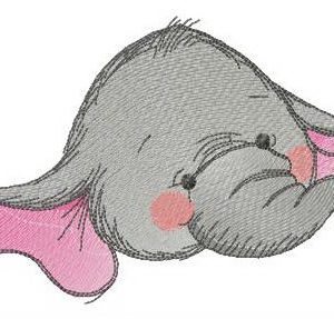 Funny elephant baby embroidery design