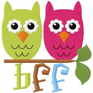 BFF Funny owls embroidery design