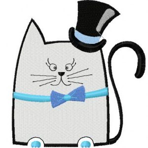 Gallant cat embroidery design