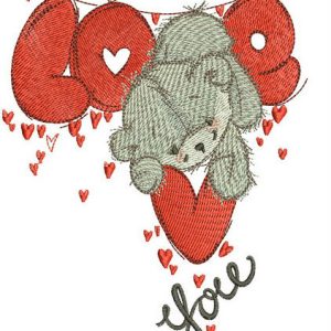 Garland with teddy bear embroidery design