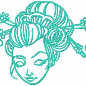 Geisha face embroidery design