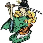 Geisha with sword embroidery design