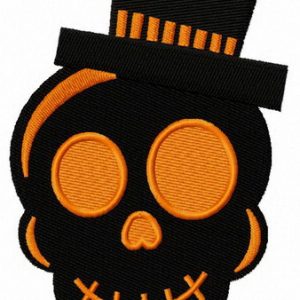 Gentleman skull embroidery design