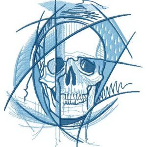 Geometric skull embroidery design