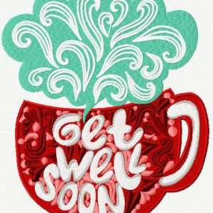 Get well soon embroidery design