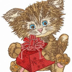 Gift for shaggy kitten embroidery design