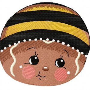 Gingerbread boy in bee costume 2 embroidery design