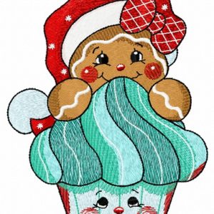 Gingerbread cupcake embroidery design
