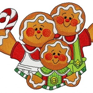 Gingerbread family 2 embroidery design