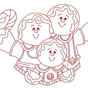 Gingerbread family 4 embroidery design