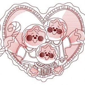 Gingerbread family 5 embroidery design