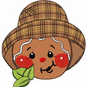 Gingerbread farmer embroidery design