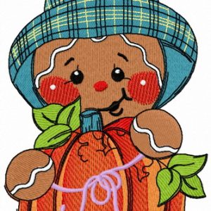 Gingerbread man with pumpkin 2 embroidery design