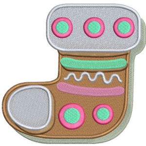 Gingerbread sock embroidery design