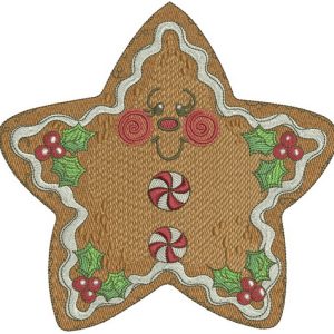 Gingerbread star embroidery design
