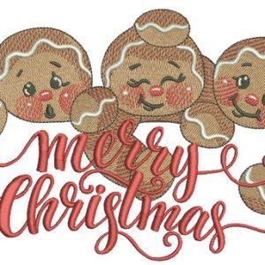 Gingerbread trio 3 embroidery design