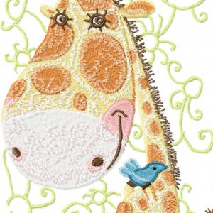 Giraffe with Small Bird  embroidery design