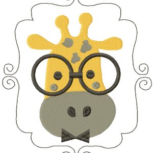 Giraffe frame embroidery design