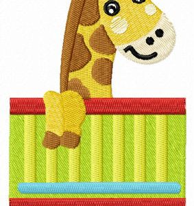 Giraffe in cart embroidery design