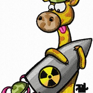 Giraffe and the Rabbit with a Bomb embroidery design