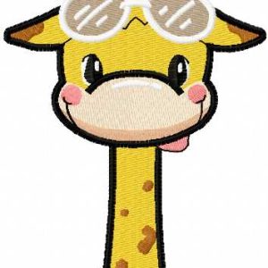 Giraffe with sunglasses embroidery design
