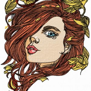 Girl and autumn fall 3 embroidery design