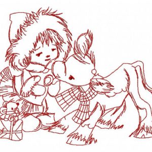 Girl and calf 3 embroidery design
