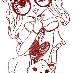 Girl and kitten 2 embroidery design