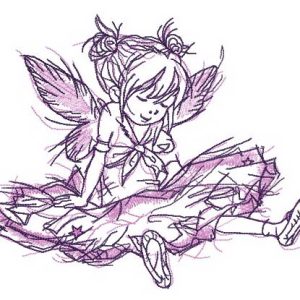 Girl fairy tired after dancing embroidery design