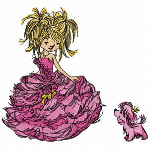 Girl in a luxurious dress embroidery design