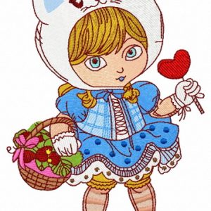 Girl in cat hat 2 embroidery design