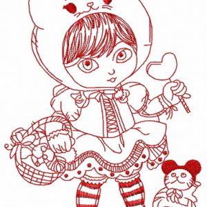 Girl in cat hat 3 embroidery design