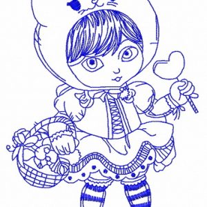 Girl in cat hat 4 embroidery design