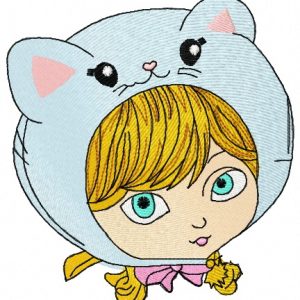 Girl in cat hat 5 embroidery design