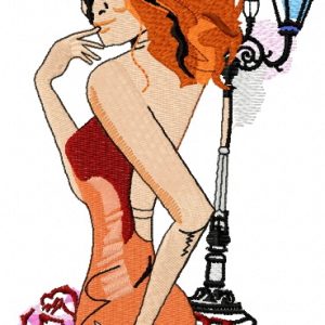 Girl in cowboy hat embroidery design