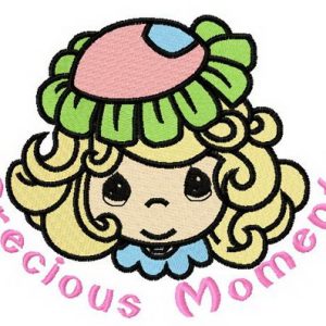 Girl in flower hat embroidery design