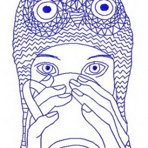 Girl in owl hat 3 embroidery design