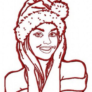 Girl in Santa hat 2 embroidery design