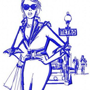 Girl near metro 2 embroidery design