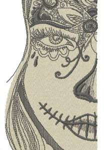 Girl on Halloween party embroidery design