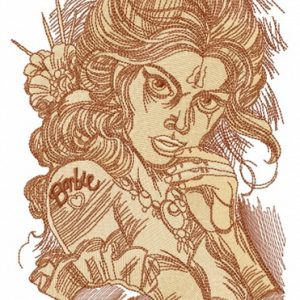 Girl with Barbie tattoo embroidery design