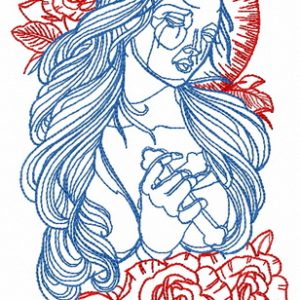 Girl with cross embroidery design