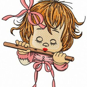 Girl with flute embroidery design